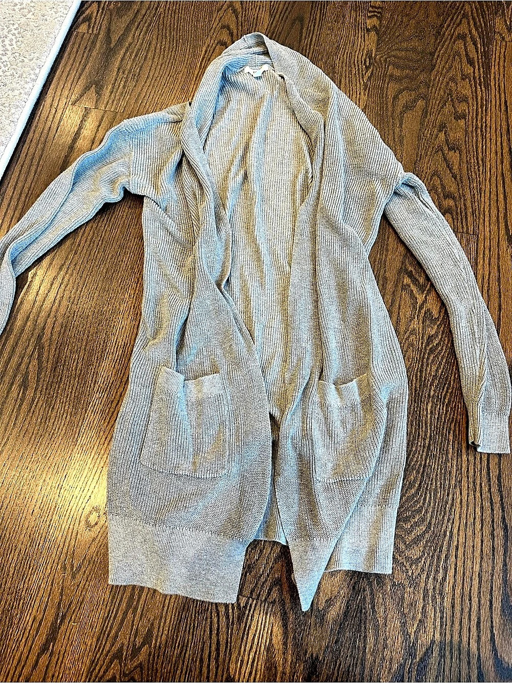 BP. Ribbed Open Front Pocket Cardigan. Ribbed Open Front Pocket Gray Cardigan